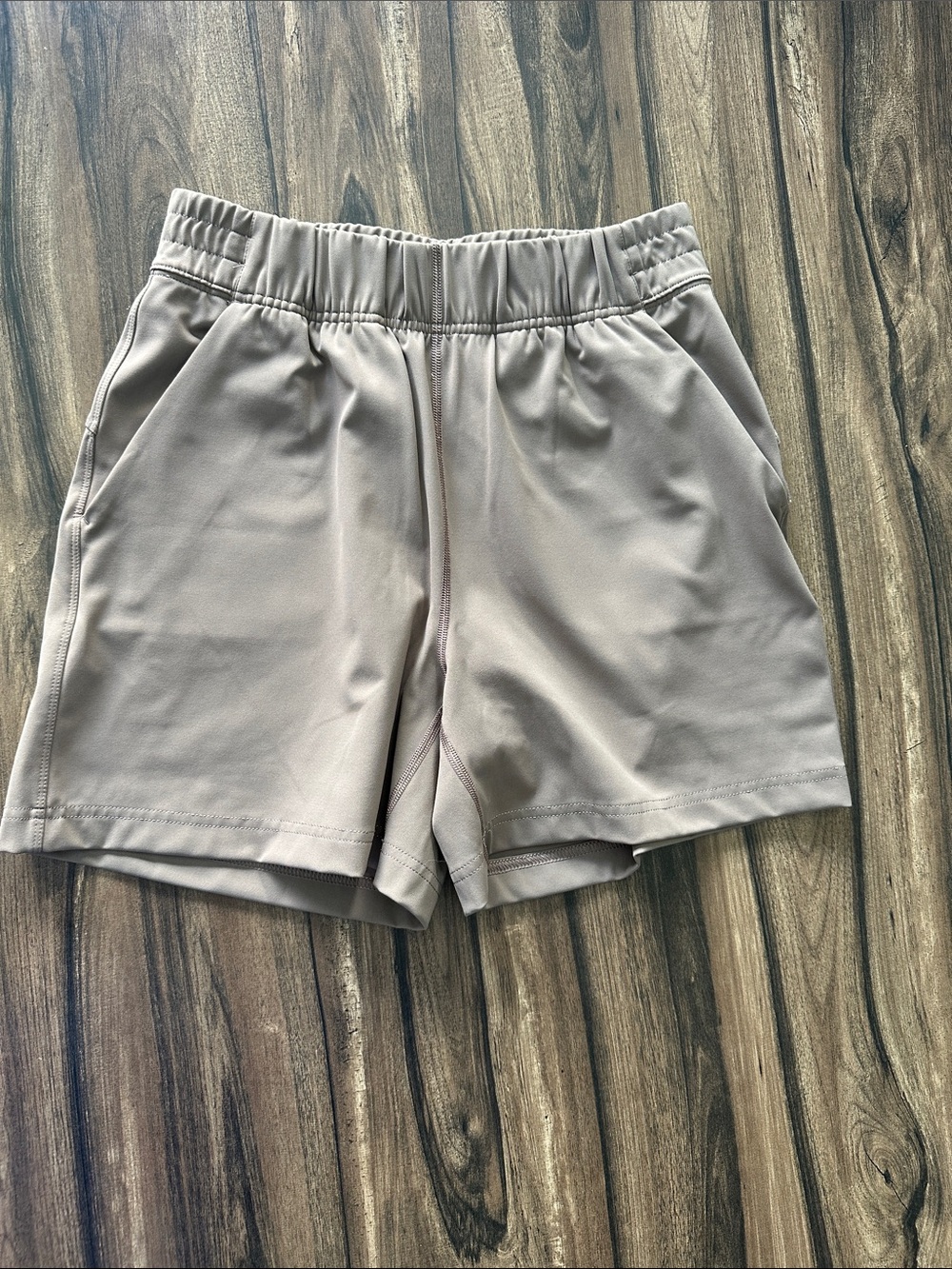 Babaton Taupe Athletic Shorts with Elastic Waist
